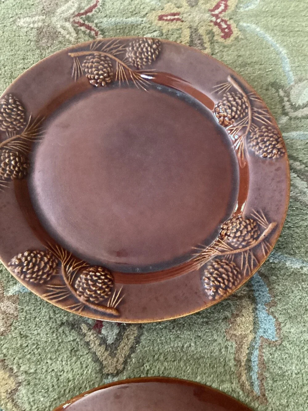 🌲 CERAMIC PINE & BERRIES 13” BOWL SALAD 🥗 PINECONE Large BOWL VNPLVC